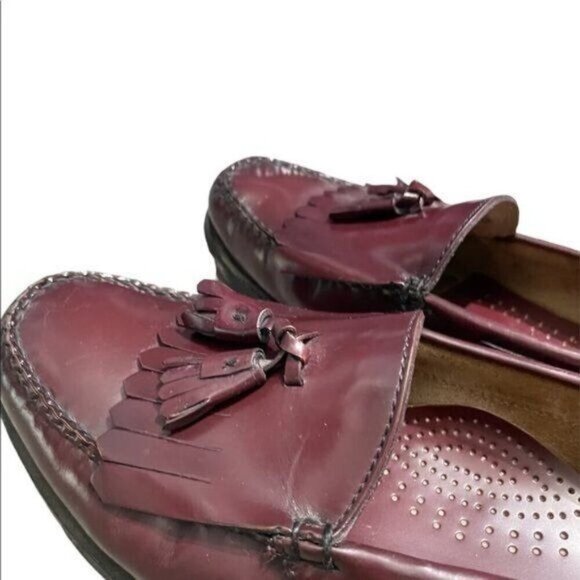 G.H Bass Weejun Men's Kiltie Tassel Loafers Leather Burgundy Size 11B - Picture 4 of 7